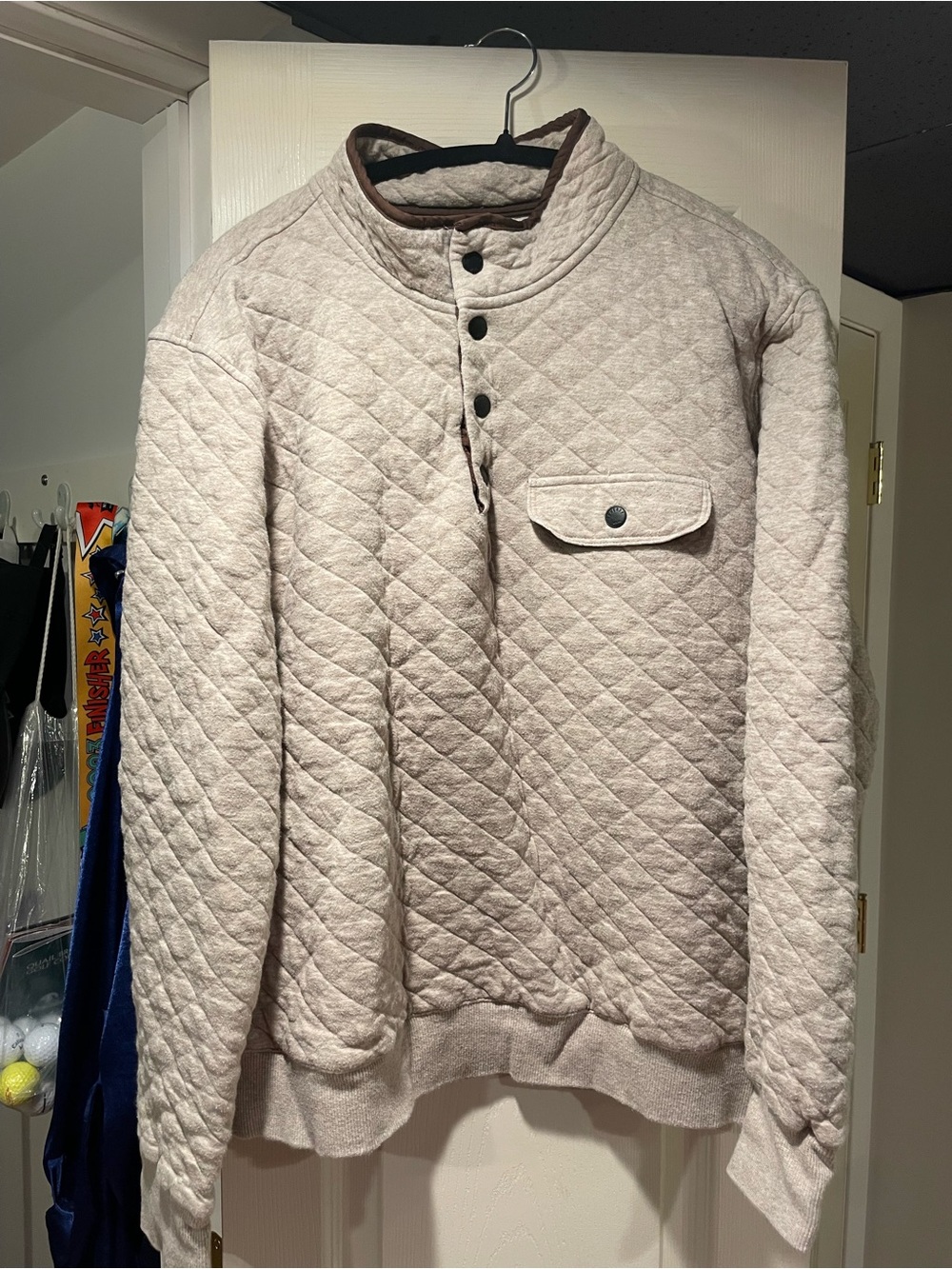 Faherty Epic Quilted Fleece Pullover - Oatmeal Melange